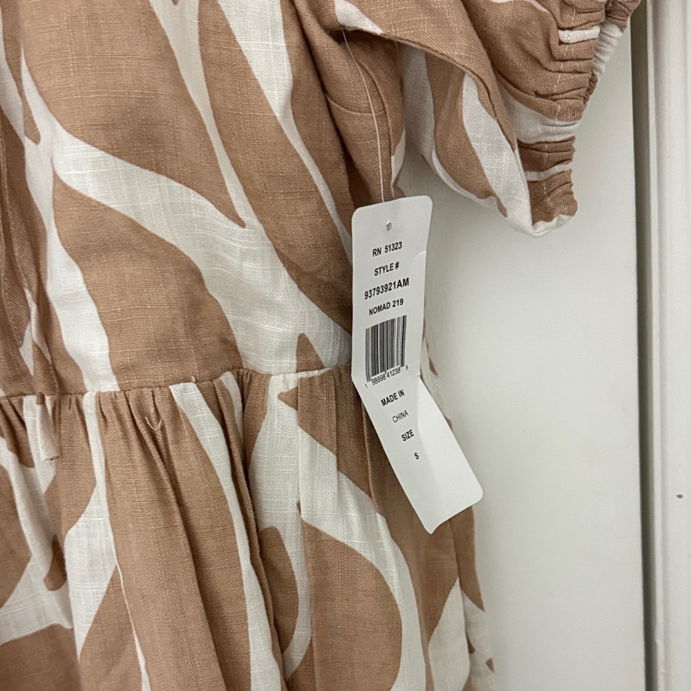 MSK Tan & White Abstract Tie-Front Mini Dress - Picture 3 of 5